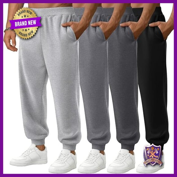 4 Pack Men's Sweatpants Joggers Lightweight Workout Athletic Pants